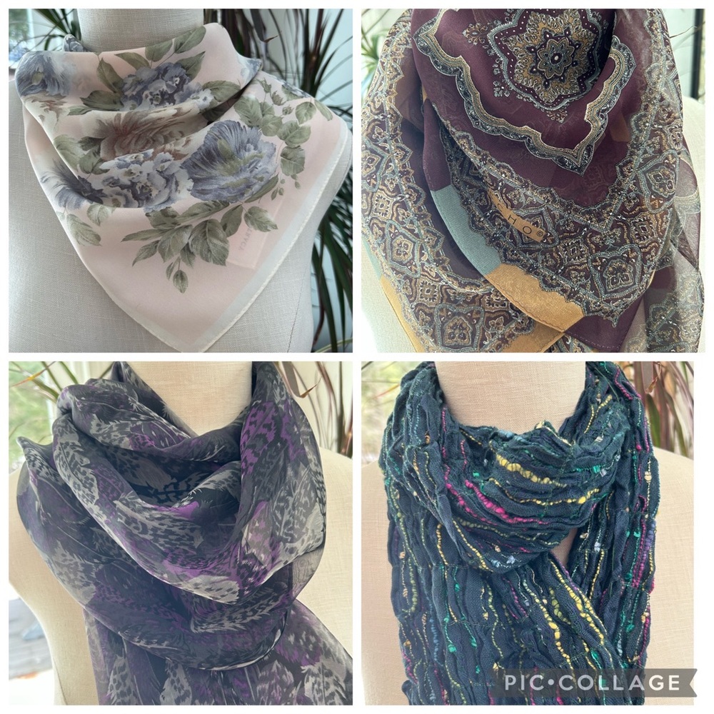 Bundle of 5 Scarves - long, rectangular, square - beautiful patterns!